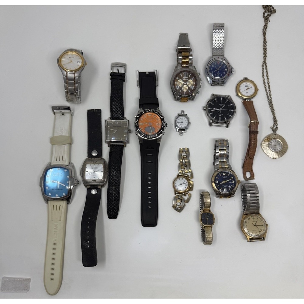 15 Watch Lot Invicta Casio Timex Vostok Tommy Bahama Parts Repair Untested